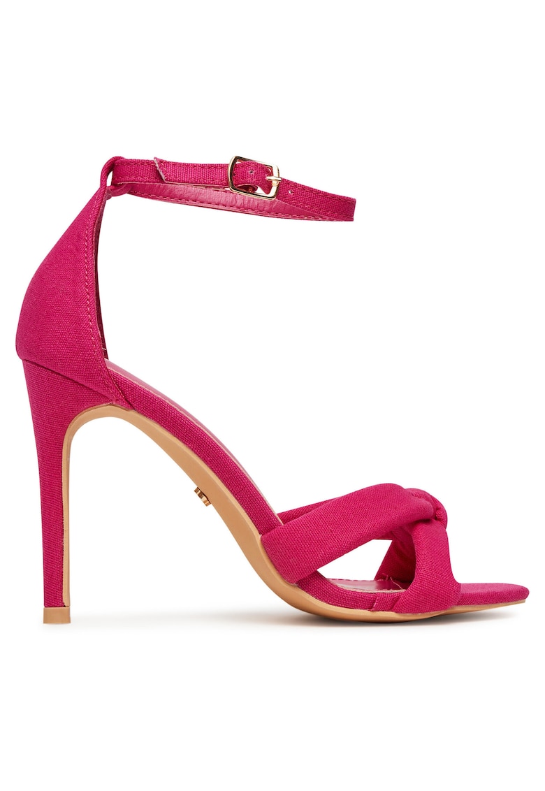Sandale dama - toc stiletto - roz - material textil