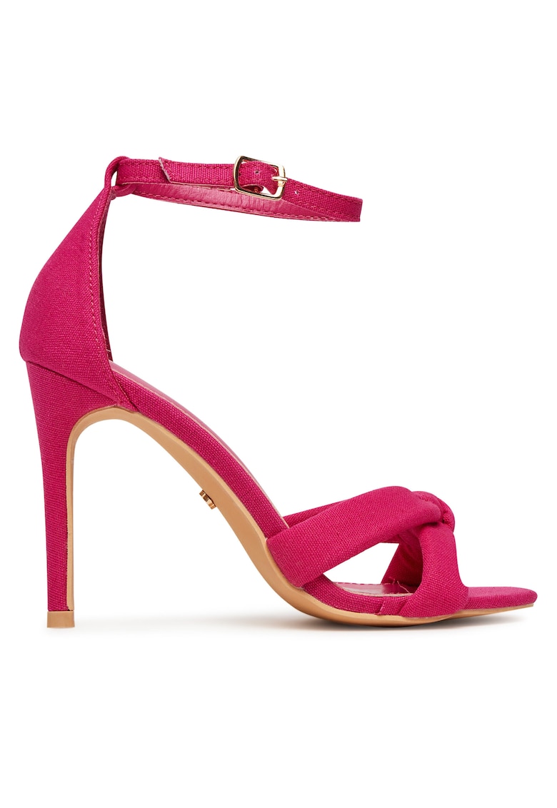 Sandale dama - toc stiletto - roz - material textil