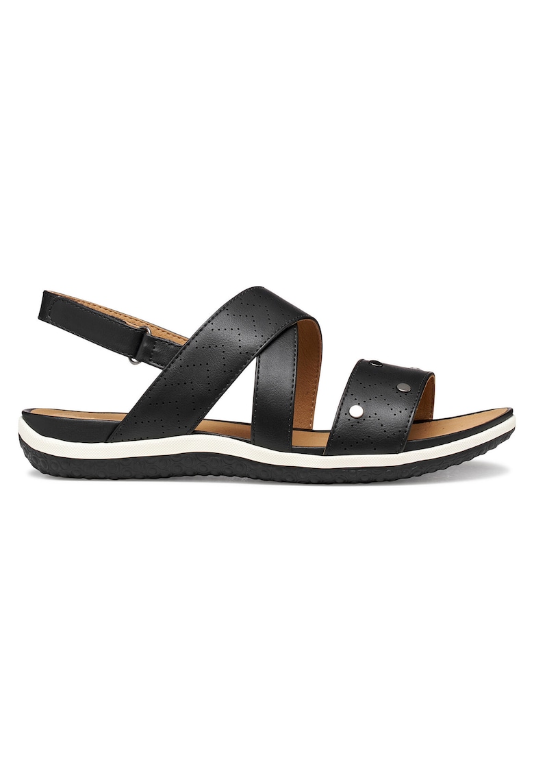 Sandale dama - piele ecologica - negru/alb