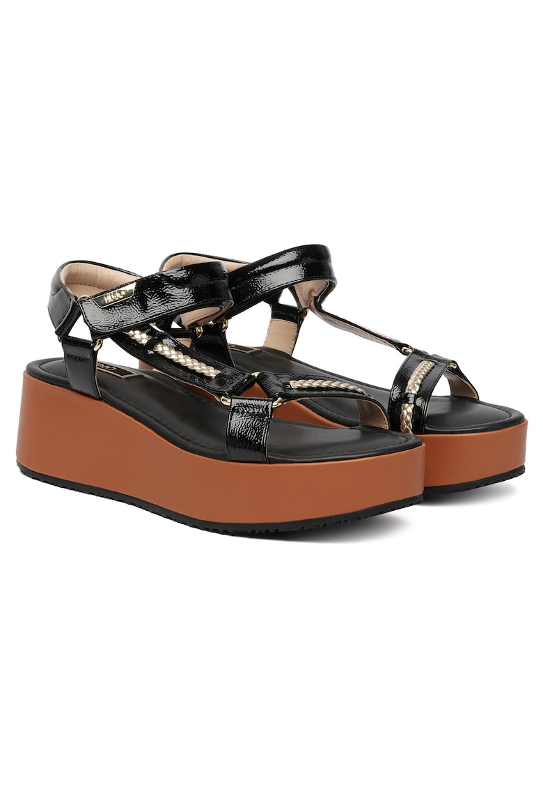 Sandale dama - piele ecologica - negru/maro