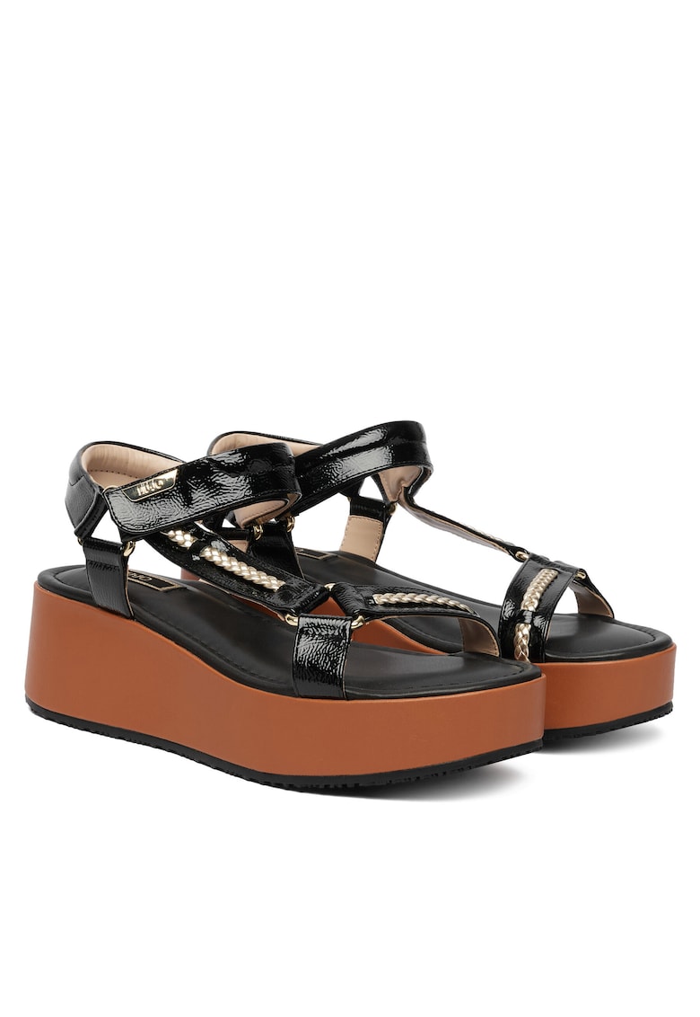 Sandale dama - piele ecologica - negru/maro