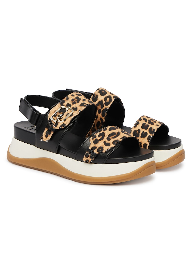 Sandale dama piele ecologica - velcro - multicolor