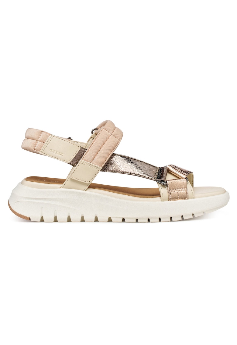 Sandale dama - piele ecologica - aurii - sistem inchidere Velcro