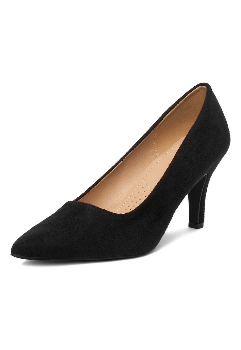 Pantofi cu toc dama - stiletto - negru - textil