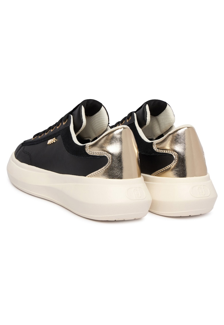 Tenisi dama - piele naturala - negru/auriu - material sintetic