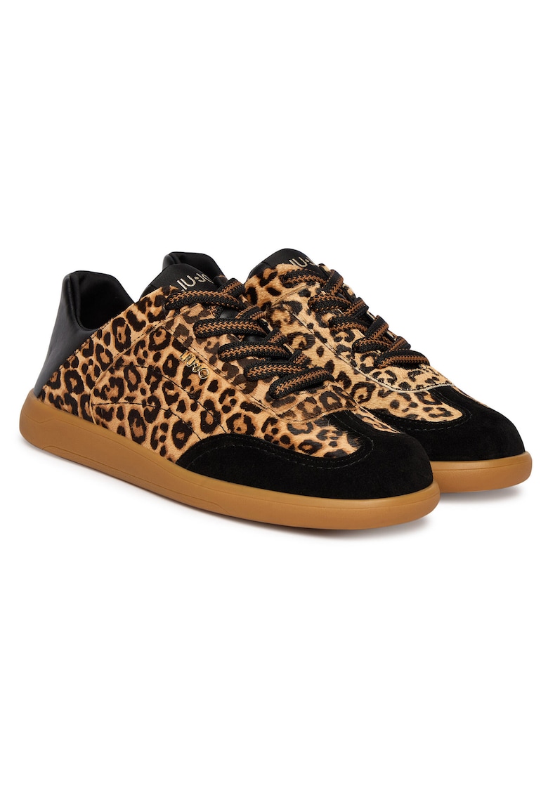 Tenisi dama - piele naturala - maro - material sintetic - animal print