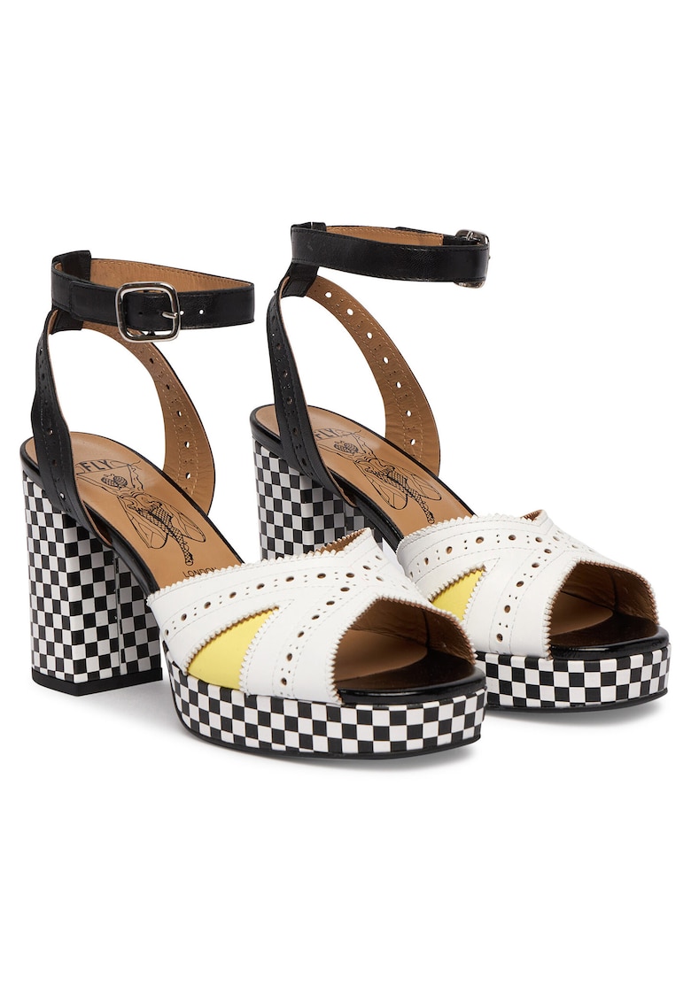 Sandale dama - piele naturala - toc clasic - multicolor
