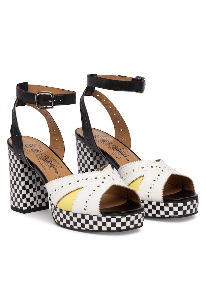 Sandale dama - piele naturala - toc clasic - multicolor