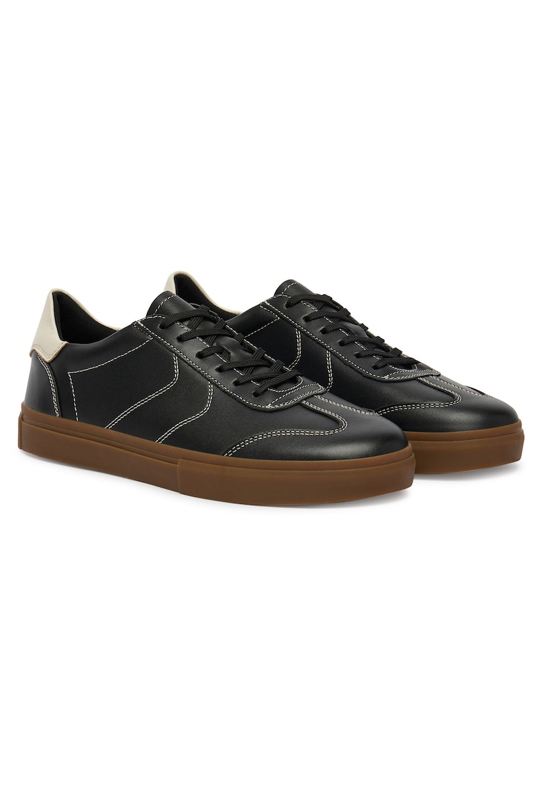 Tenisi dama - piele naturala - negru - material textil