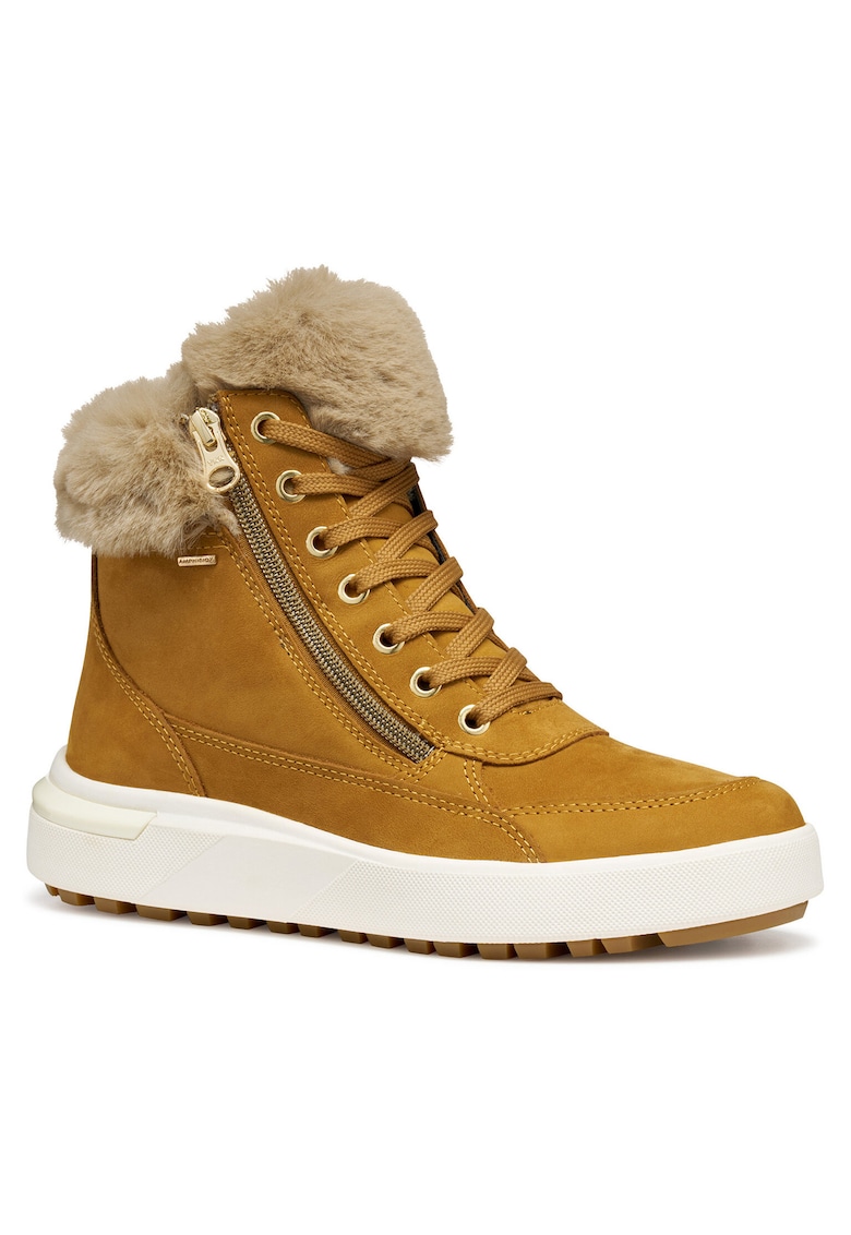 Ghete dama - piele naturala - galben - impermeabile - cu fermoar -