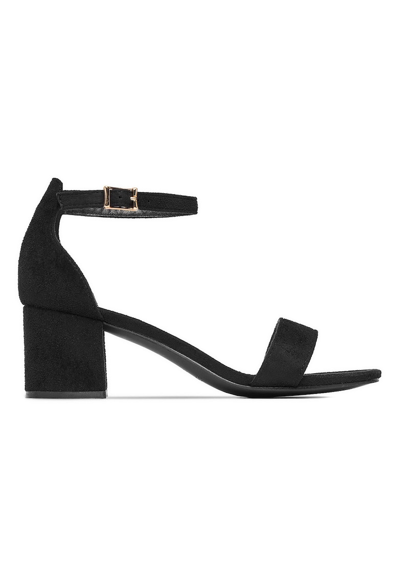 Sandale dama - toc bloc - negru - material textil