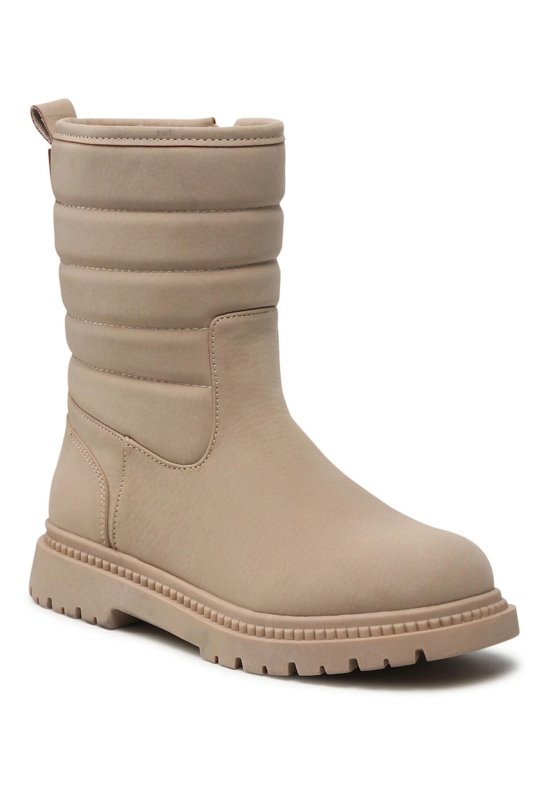 Botine dama - piele ecologica - izolate - bej - cu fermoar -