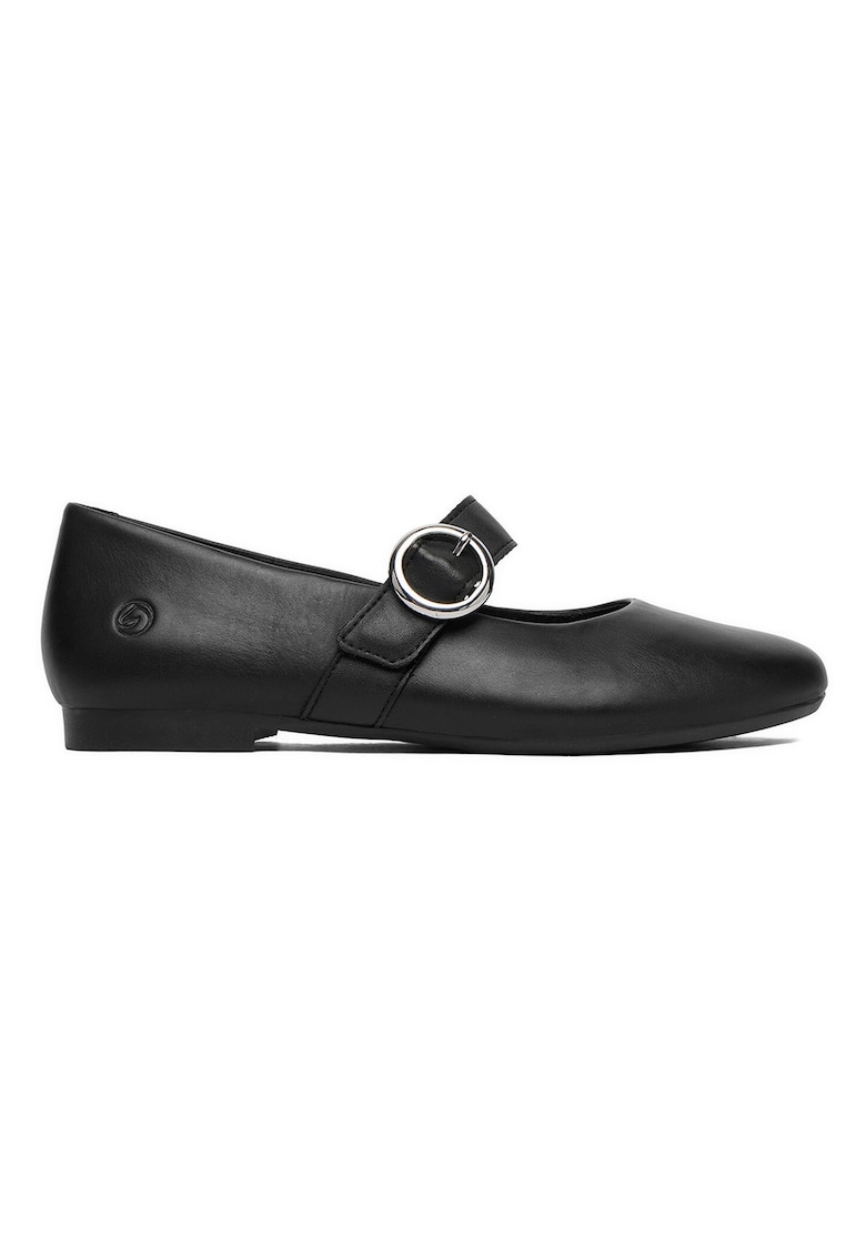 Balerini dama - piele naturala - negru - catarama eleganta