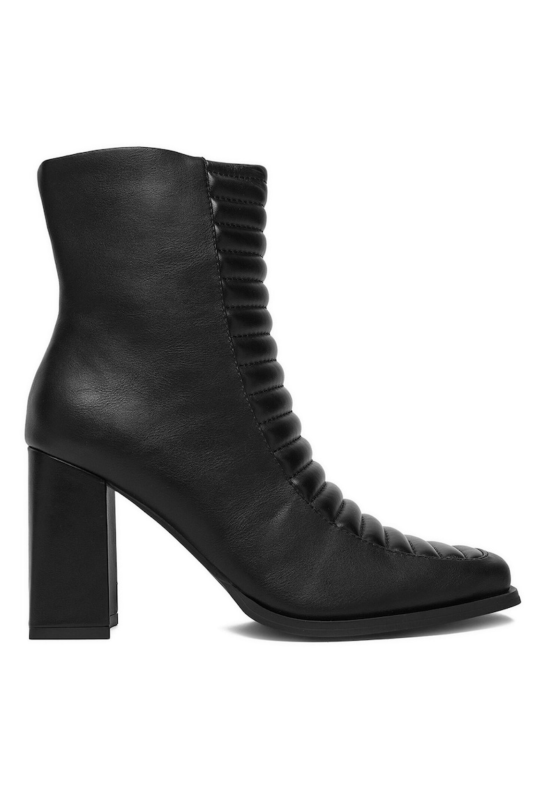Botine dama - toc clasic - fermoar - negru - material sintetic