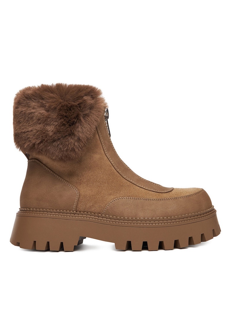 Botine femeie - material textil - maro -