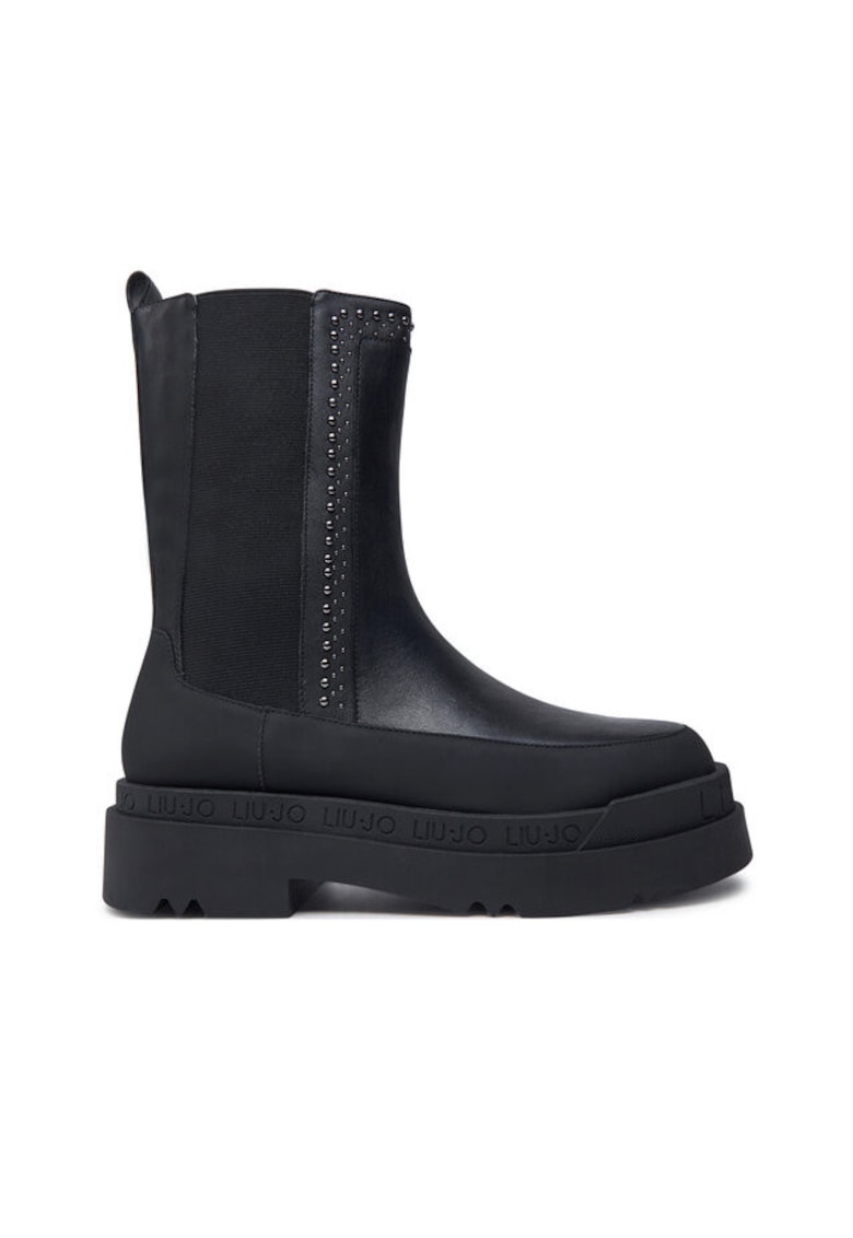 Botine dama - piele naturala - negru - fermoar - insertie elastica -