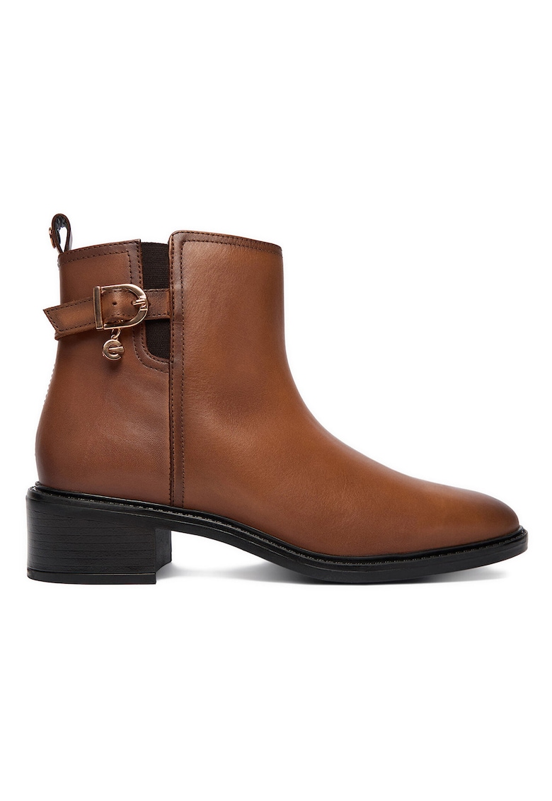 Botine din piele naturala - Maro
