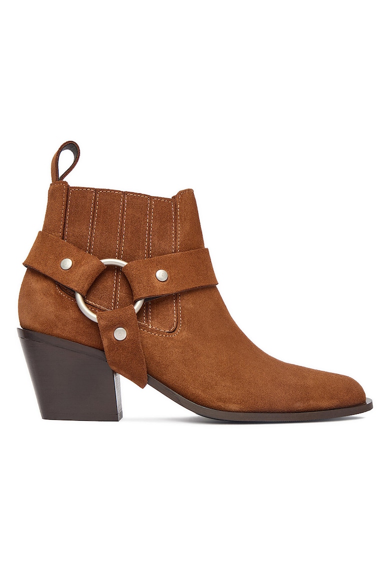 Botine dama - piele naturala - maro - tocul clasic - detalii la moda