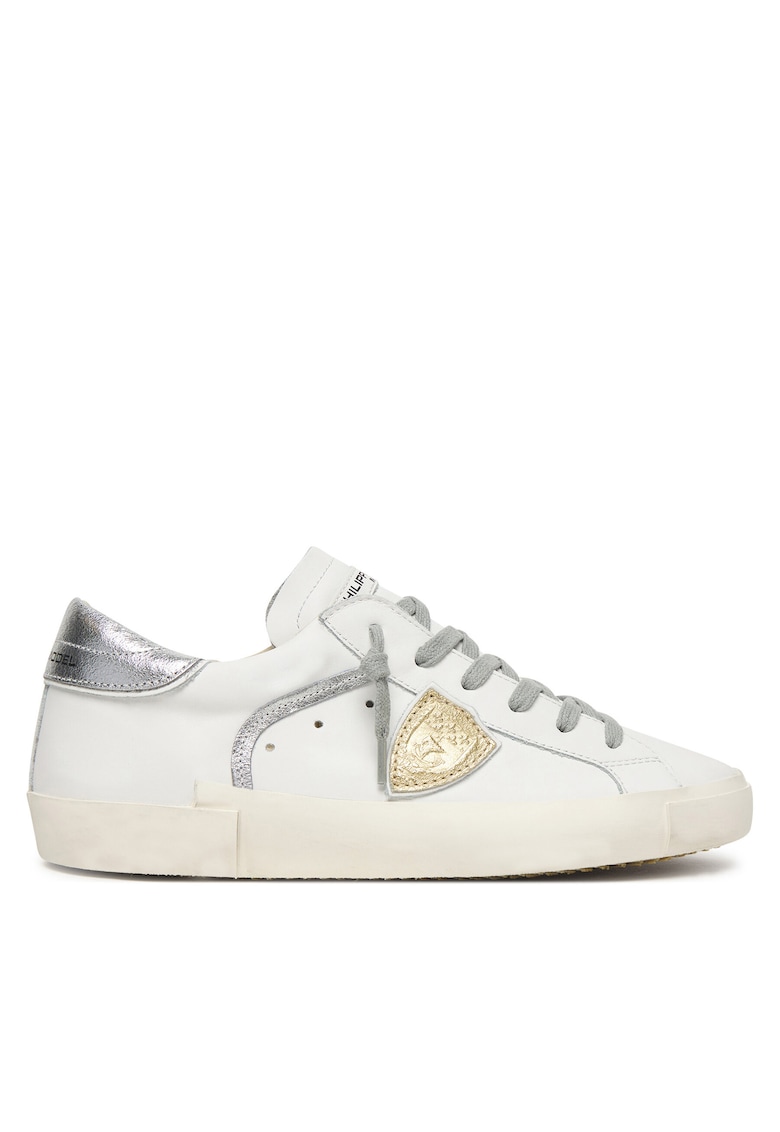 Tenisi dama - piele naturala - alb/argintiu