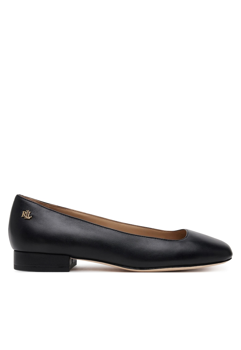 Balerini dama - piele naturala - negru - varf patrat