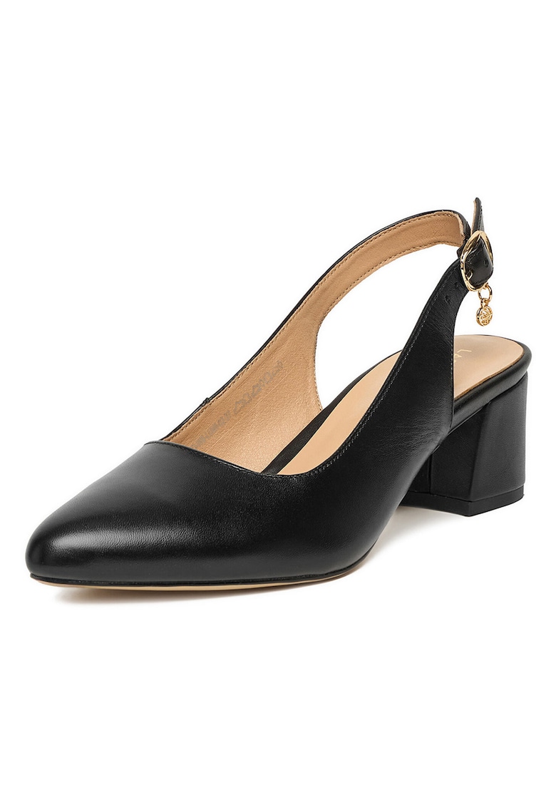 Pantofi dama - piele naturala - negru - toc clasic