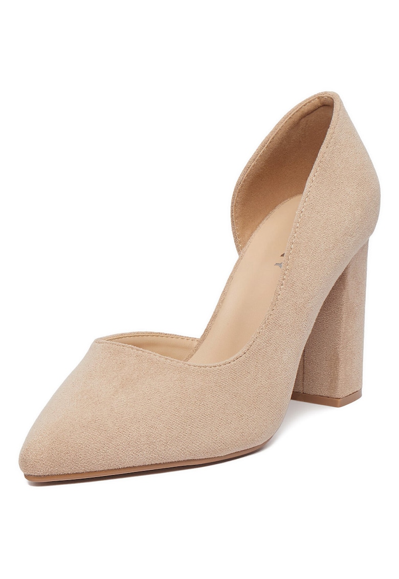 Pantofi dama - textil - bej - toc clasic