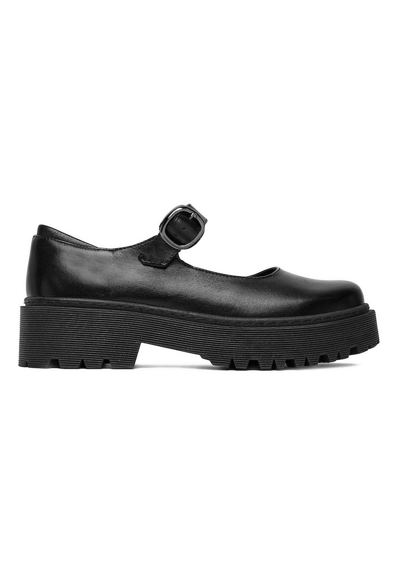 Balerini dama - piele naturala - negru - talpa groasa - tehnologie Memory Foam