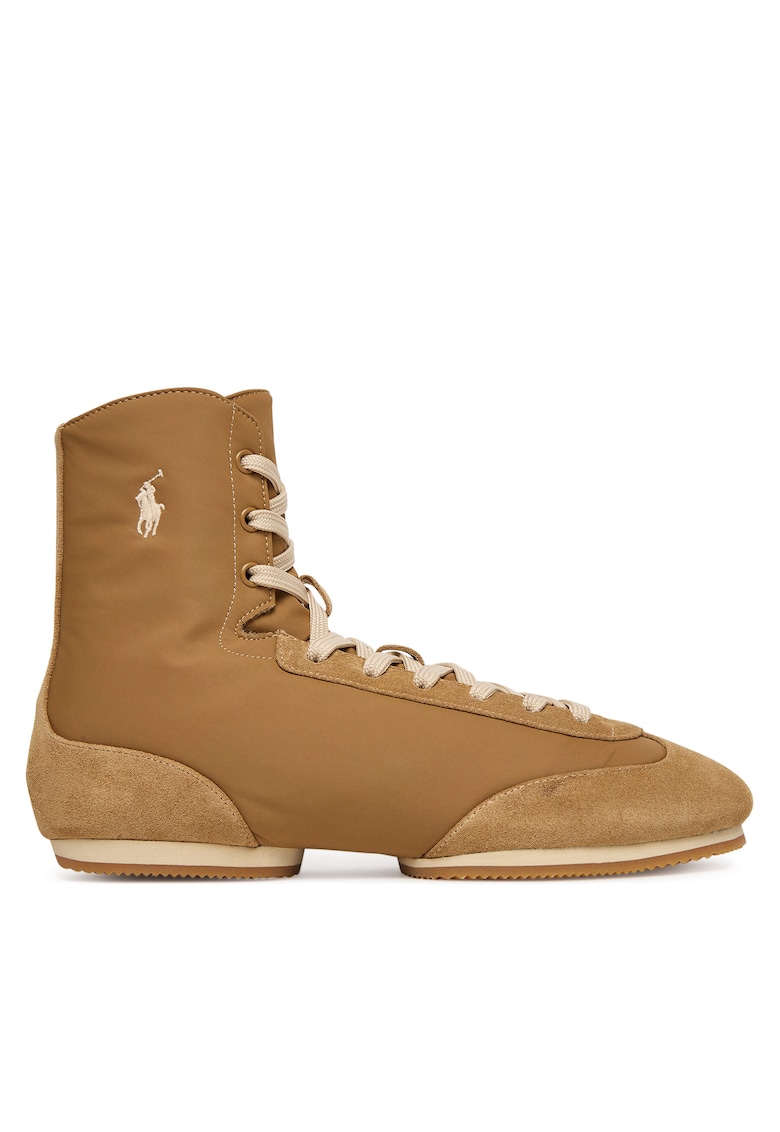 Botine dama - piele naturala - bej - material textil
