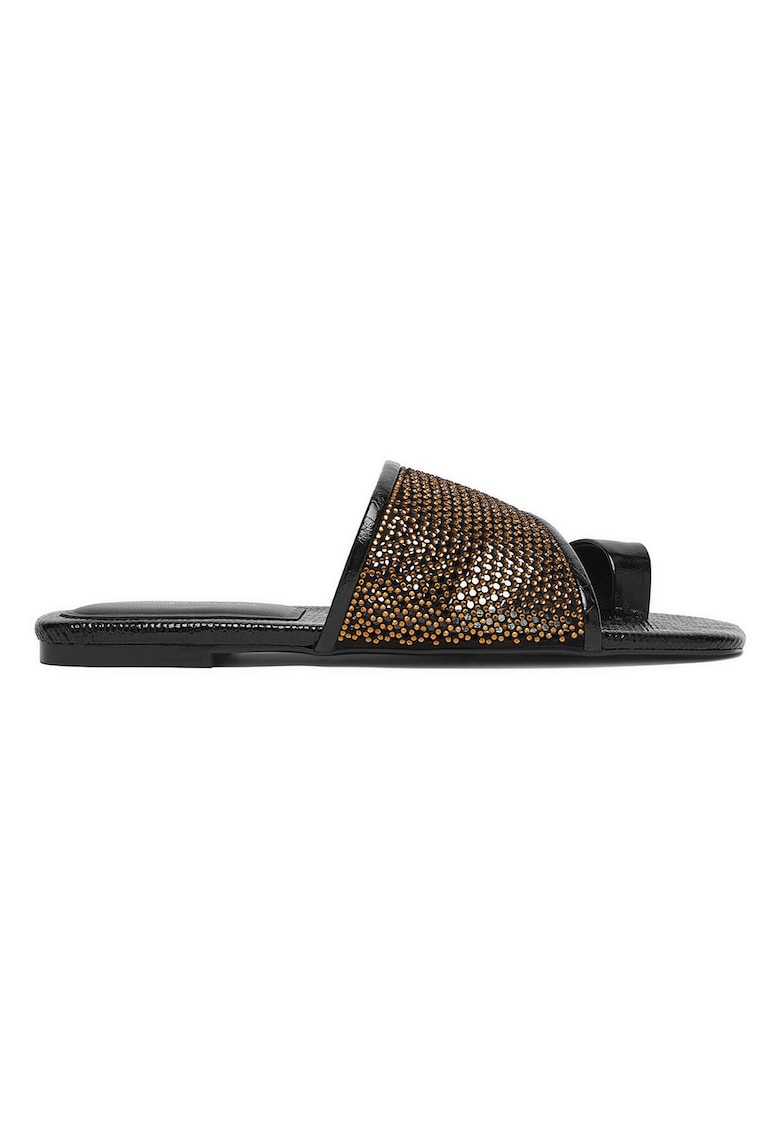 Slapi dama - piele naturala - negru