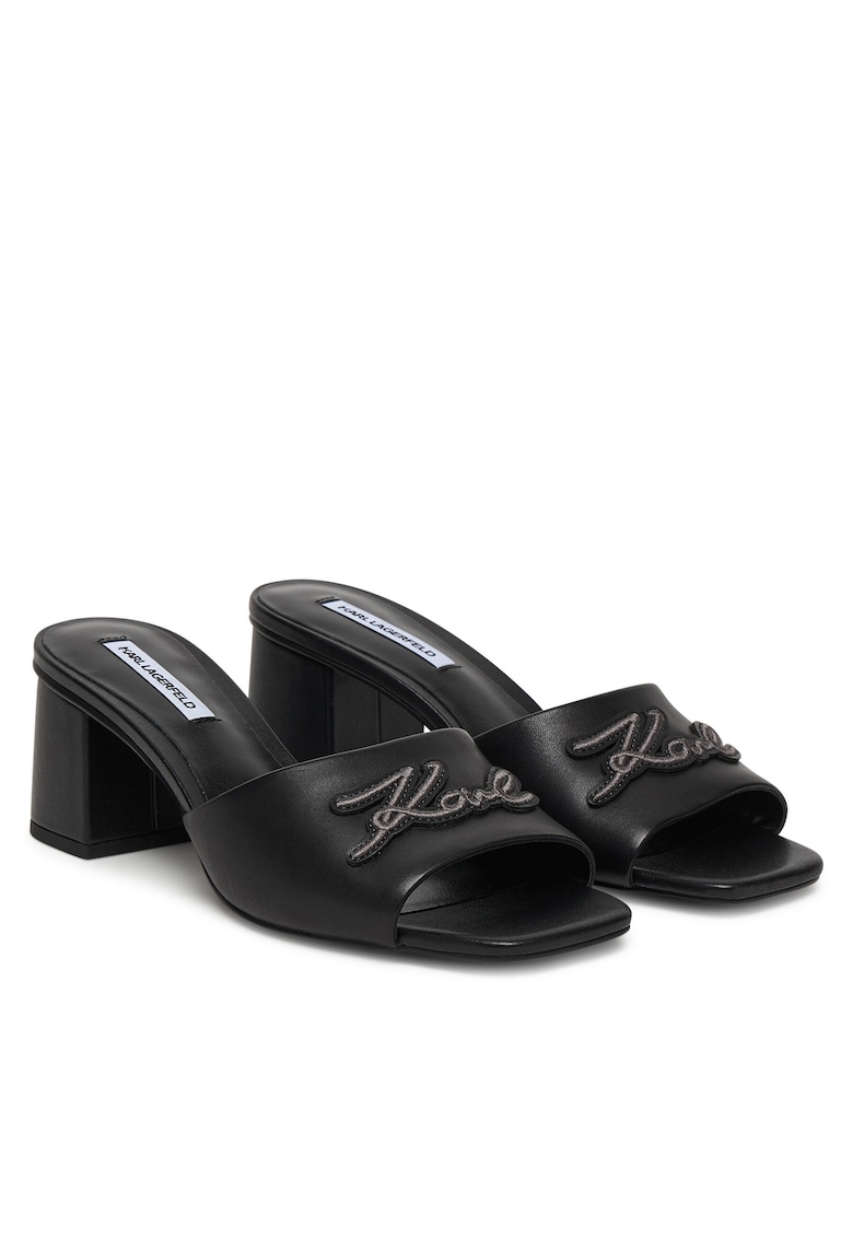 Papuci dama - KL32400 - piele naturala - negru