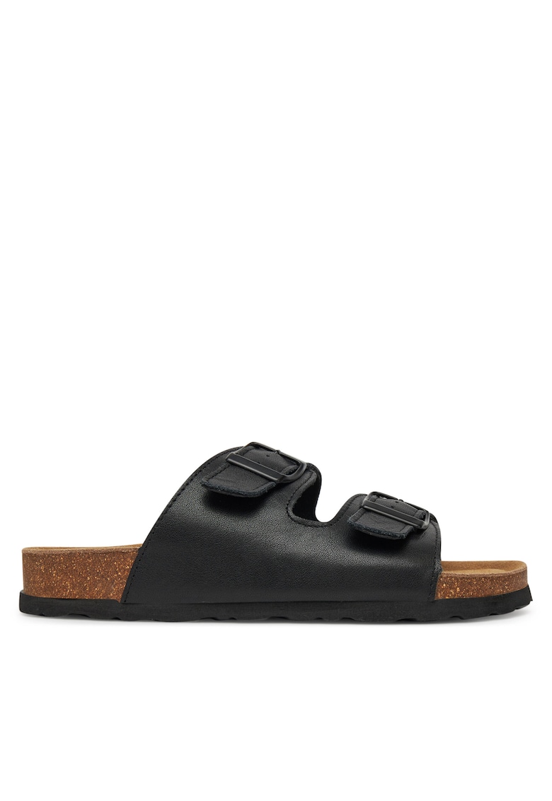 Slapi dama - piele naturala - negru