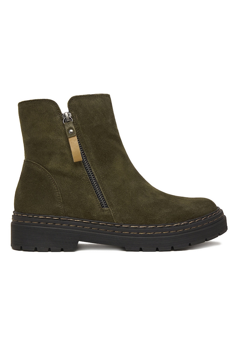 Botine dama - piele naturala - fermoar - verde -