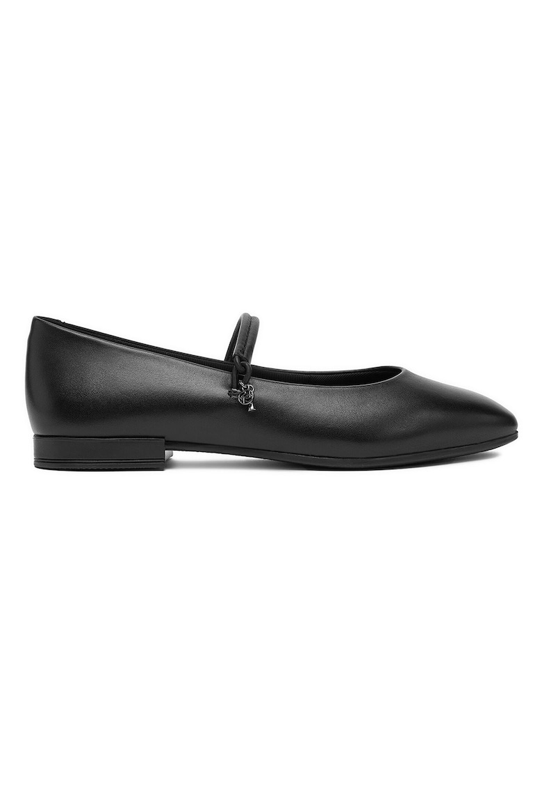 Balerini dama - piele naturala - negru - varf patrat