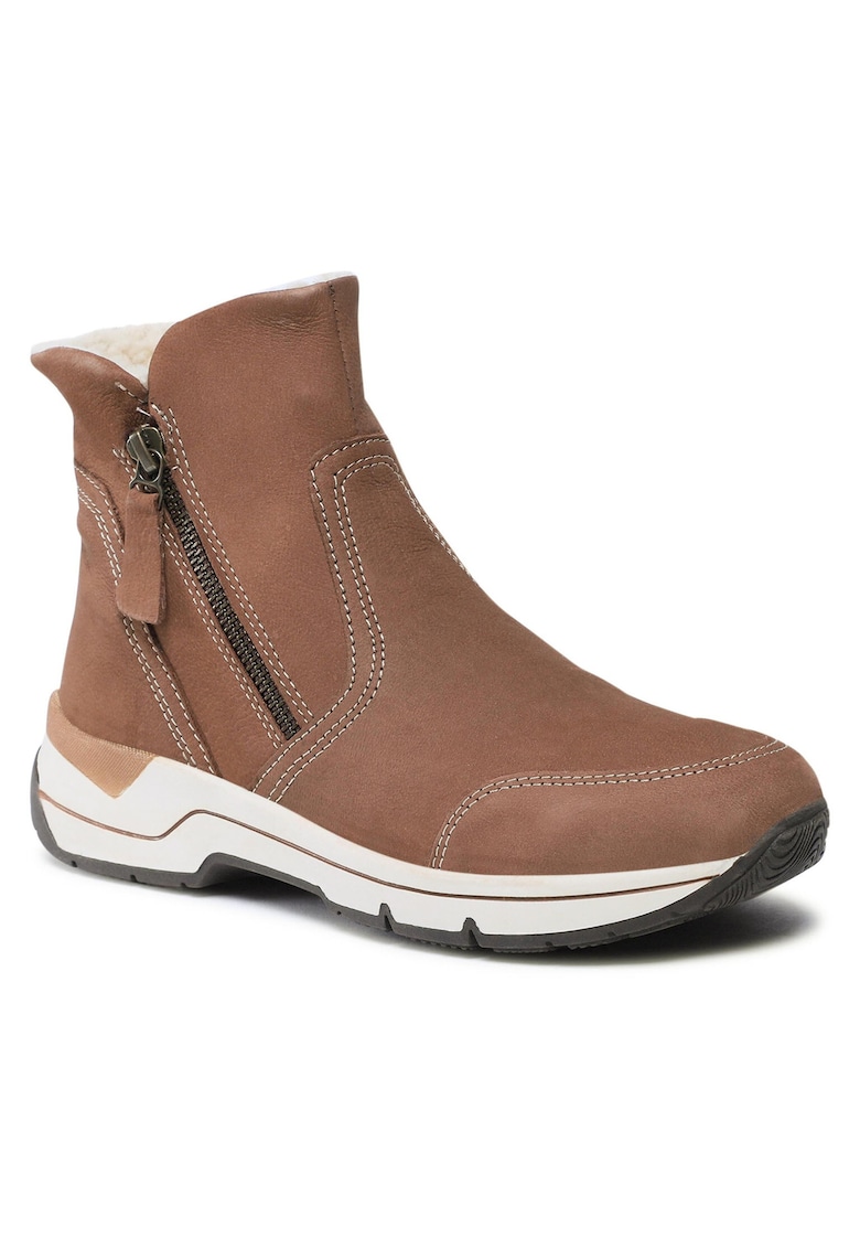 Botine dama - piele naturala - maro - fermoar - interior izolat