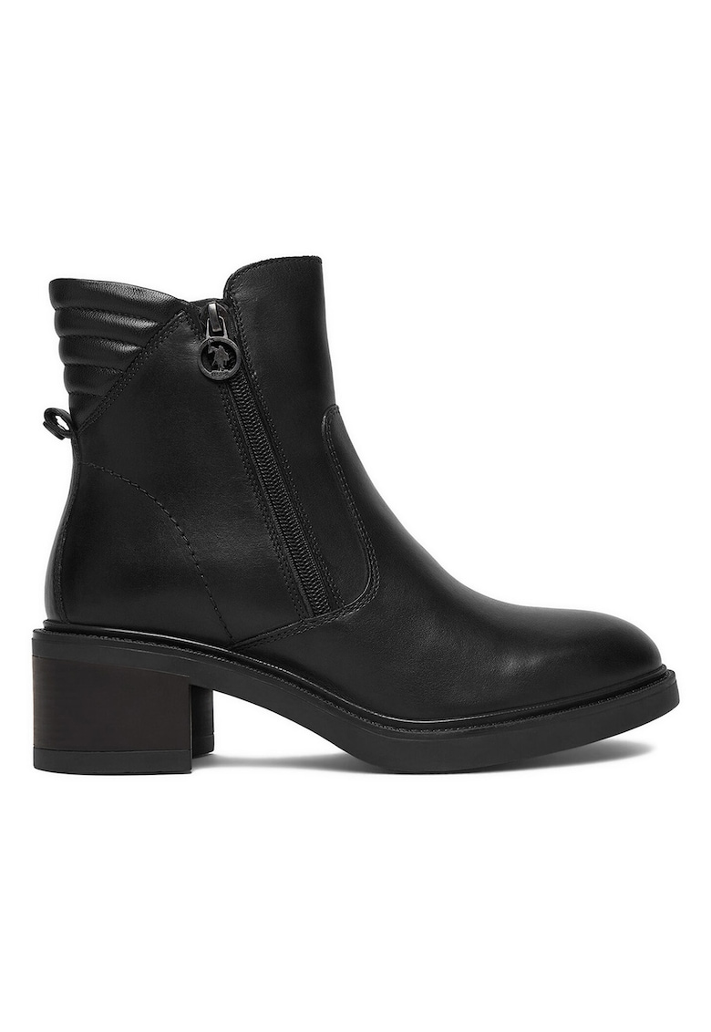 Botine dama - piele naturala - bloc - Negru