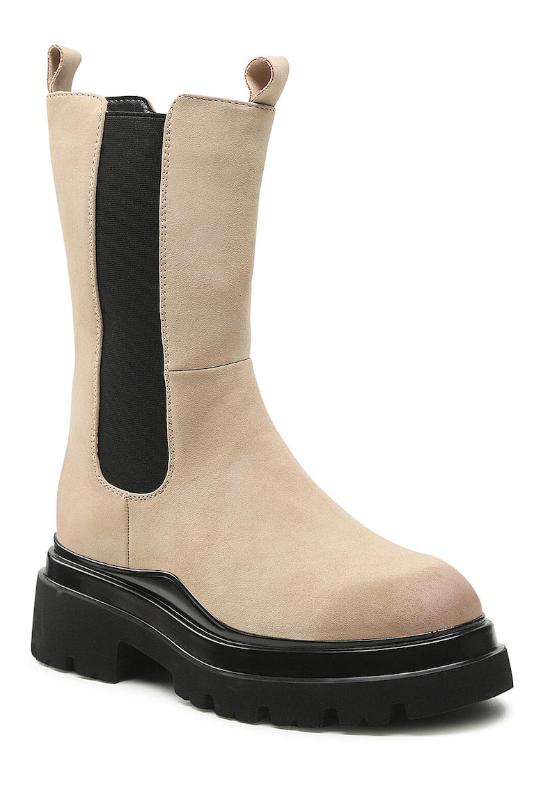 Cizme dama - bej - material sintetic - fermoar -