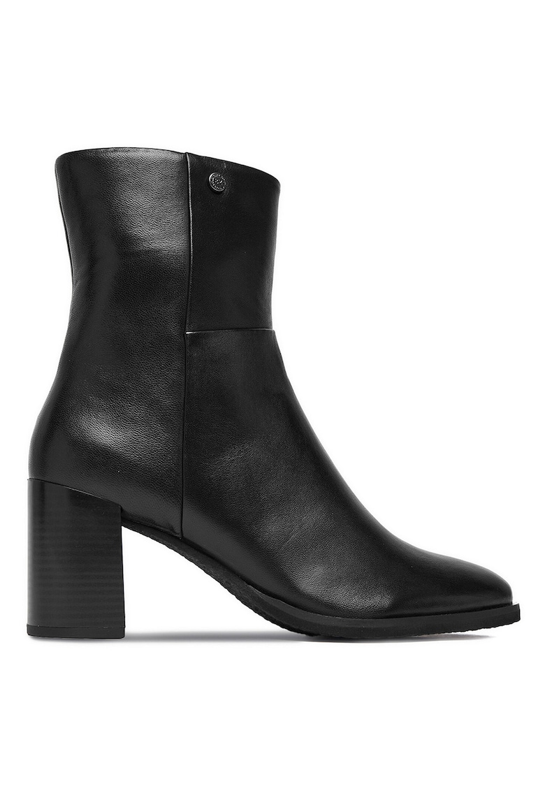Botine dama - piele naturala - negru - toc clasic - fermoar