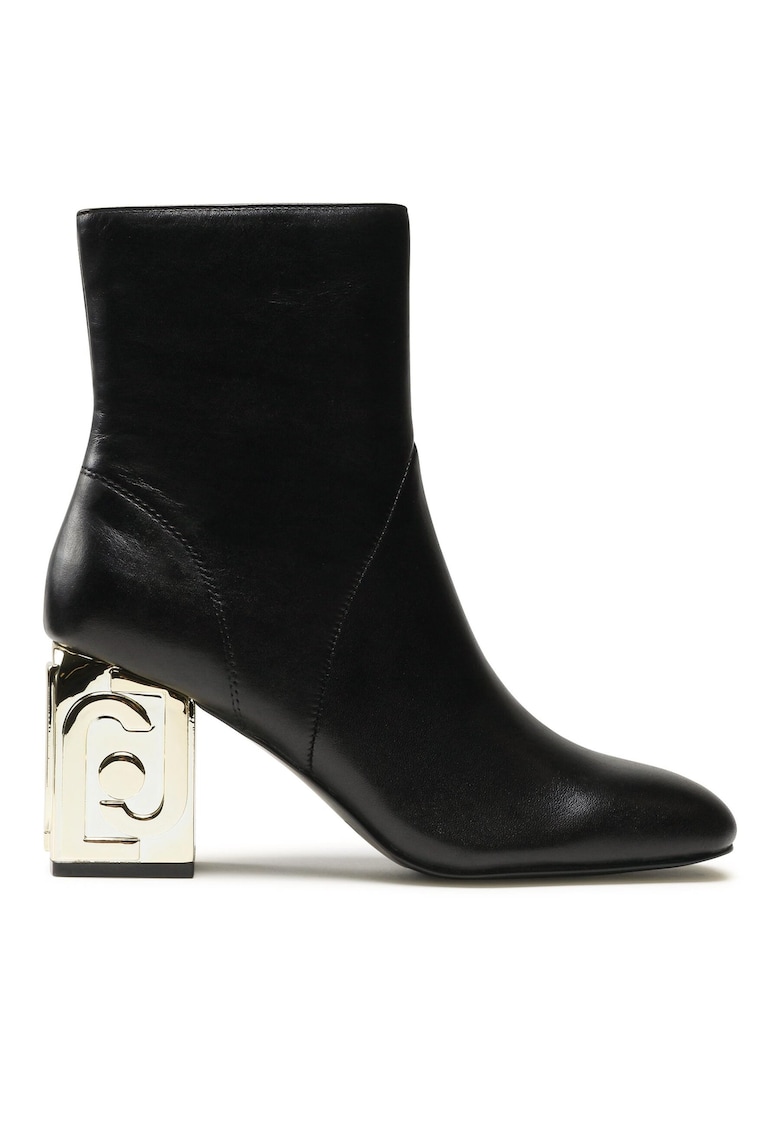 Botine dama - piele naturala - negru - toc clasic - fermoar -