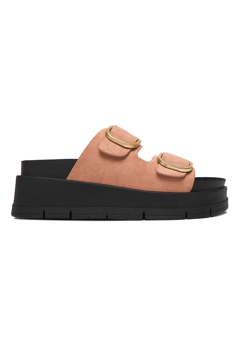 Sandale dama - Roz/Negru - Textil