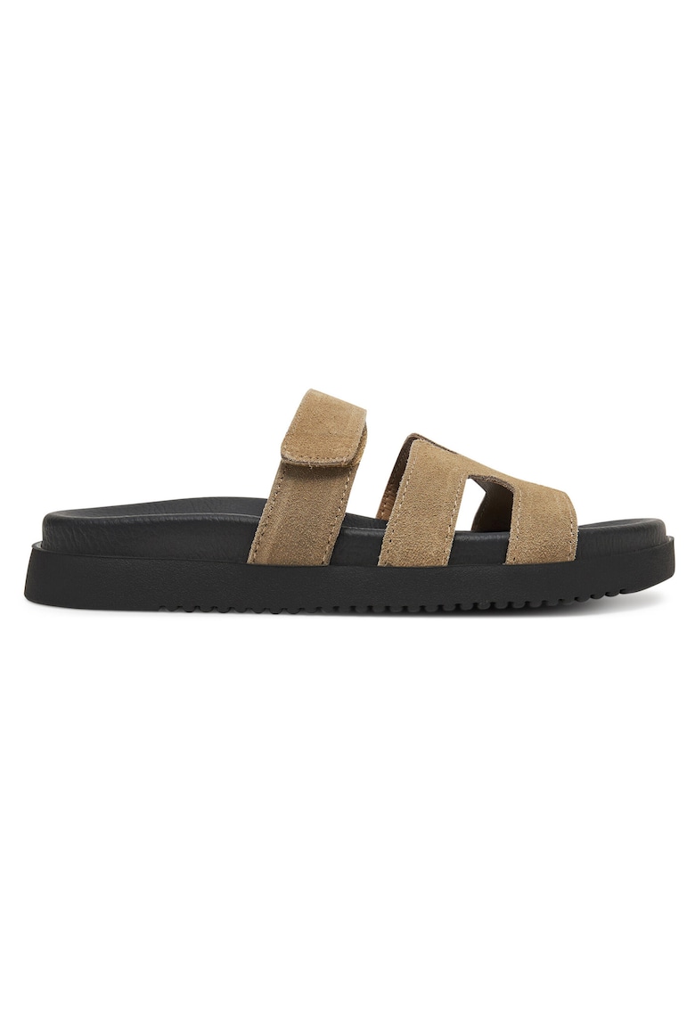 Papuci dama - piele naturala - maro - stil minimalist