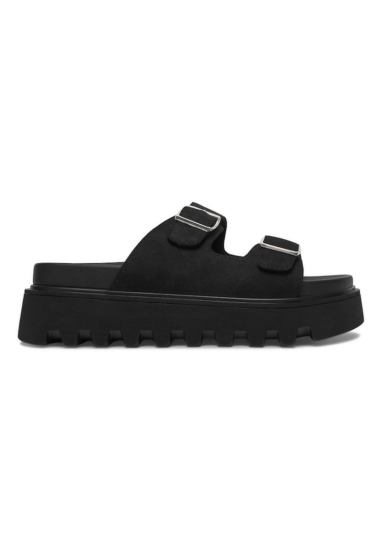 Papuci dama - sintetic - talpa groasa - negru