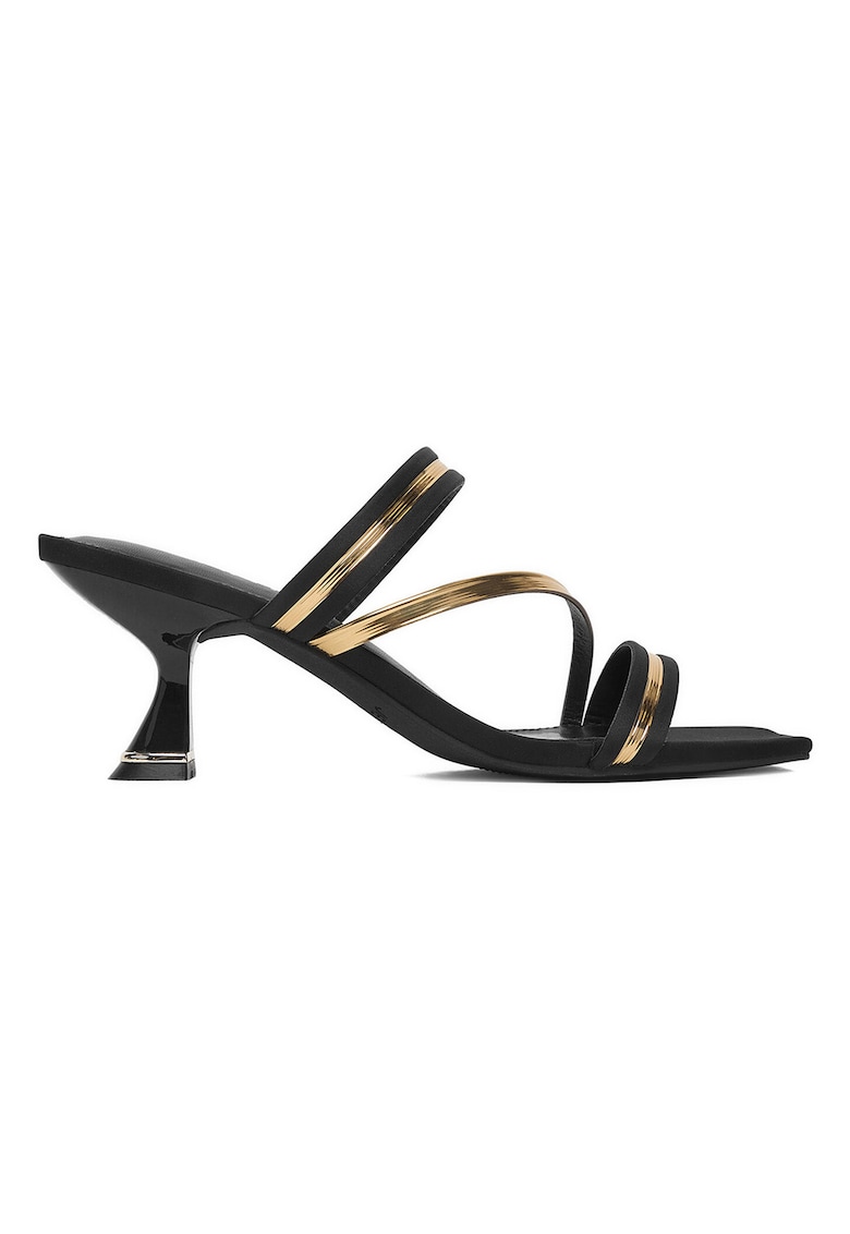 Sandale dama - sintetic - cu toc - negru