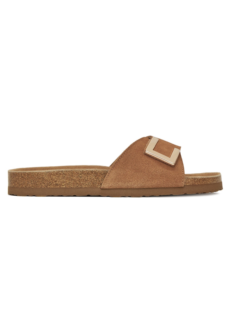Papuci dama - piele naturala - maro - stil clasic - confortabil