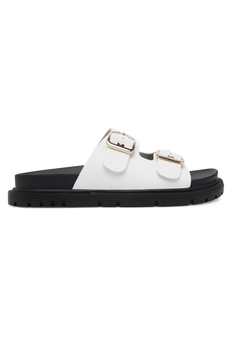 Papuci dama - piele naturala - alb - design minimalist