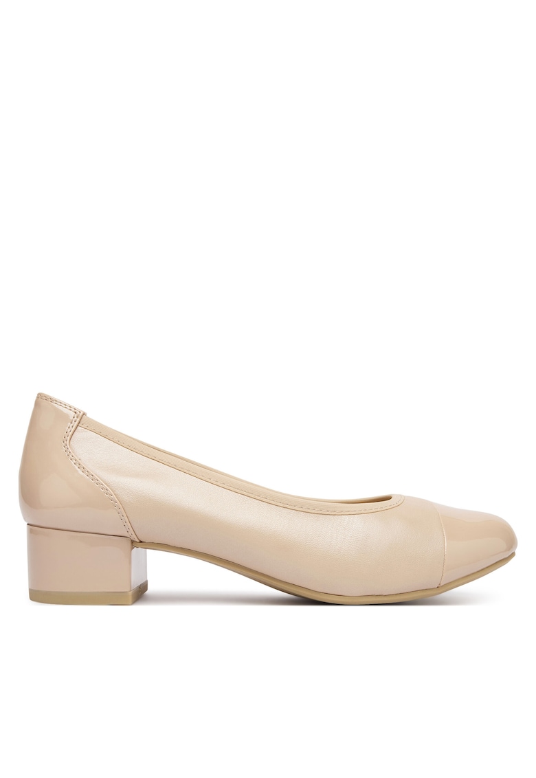 Pantofi dama - toc bloc - piele naturala - bej