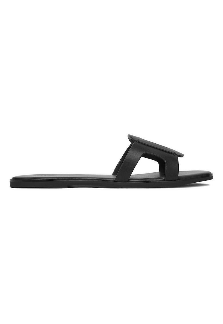 Papuci dama - piele naturala - negru - design minimalist