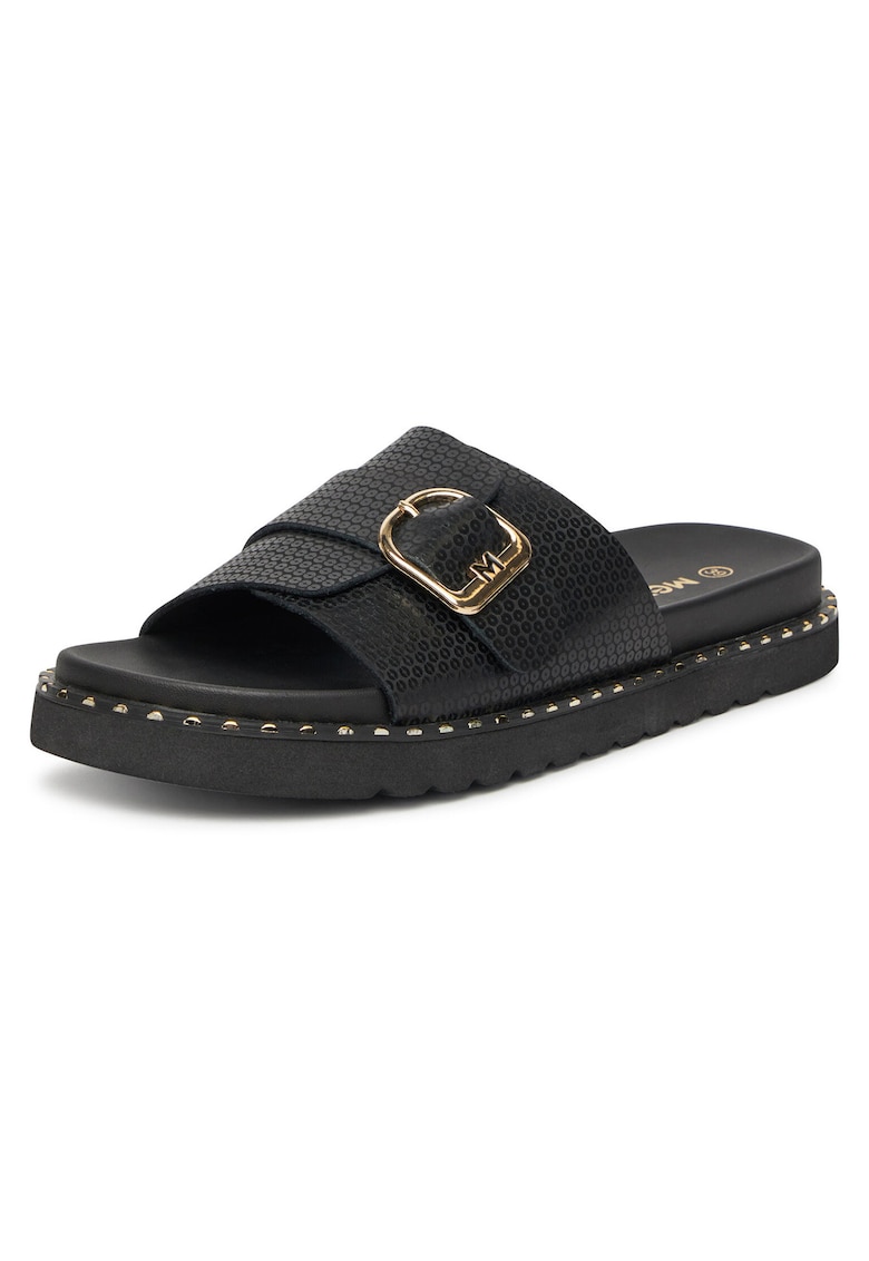 Slapi dama - din piele naturala - culoare negru