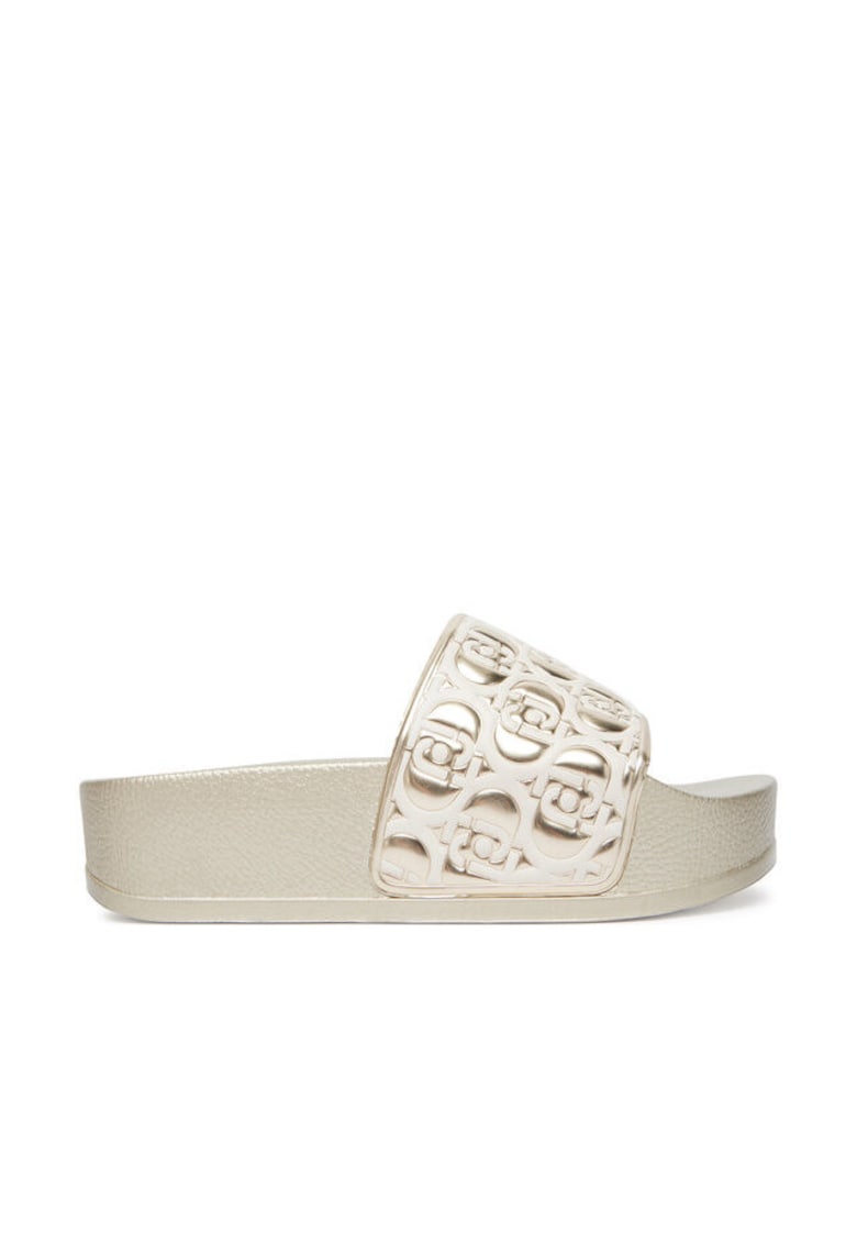 Papuci dama - flatform - auriu - piele ecologica