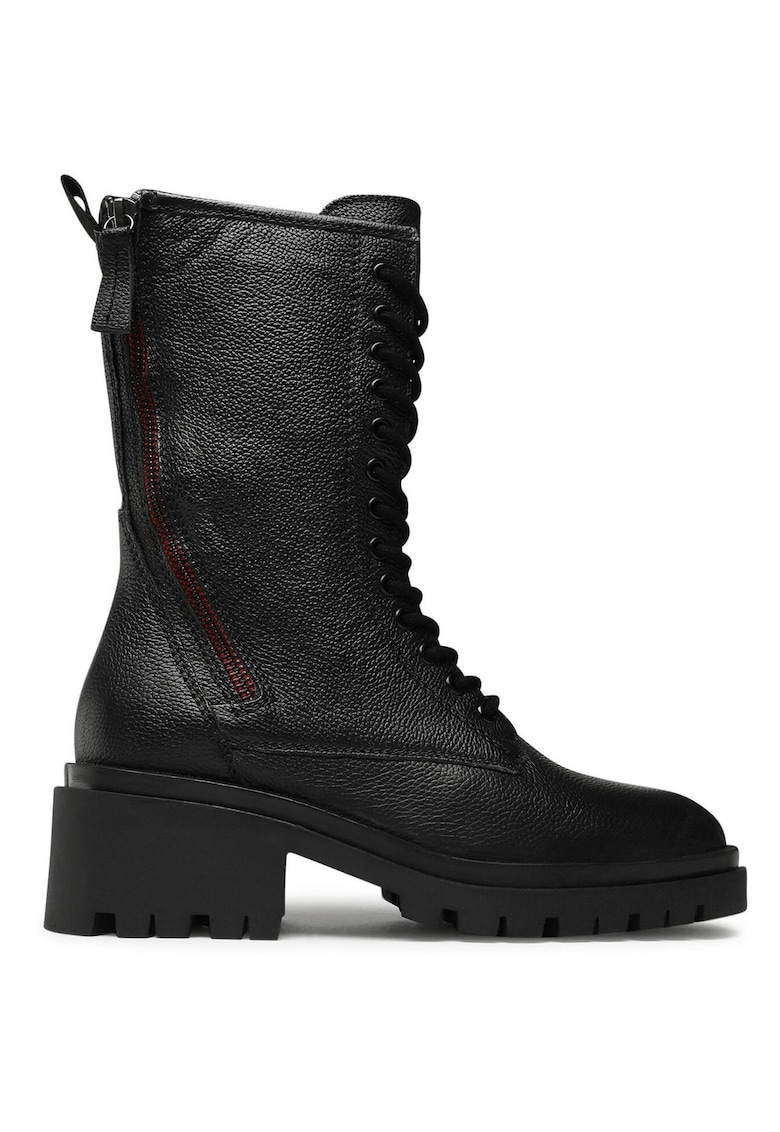Cizme dama - piele naturala - negru - fermoar - Negru