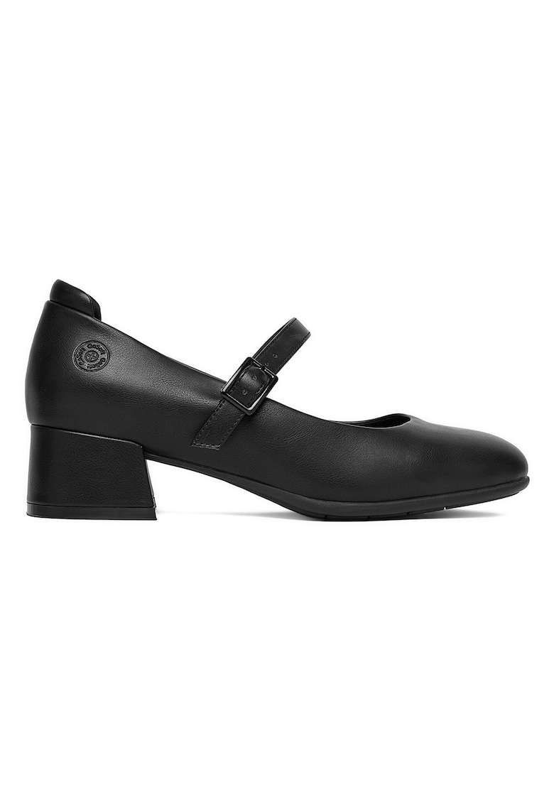 Pantofi cu toc dama - piele ecologica - negru -